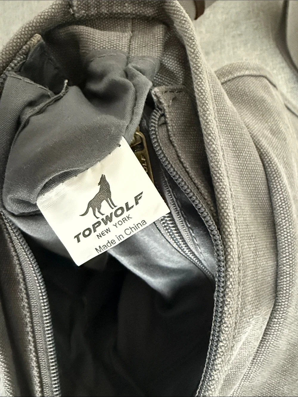 Casual Gray Canvas Messenger Bag with Leather Trim